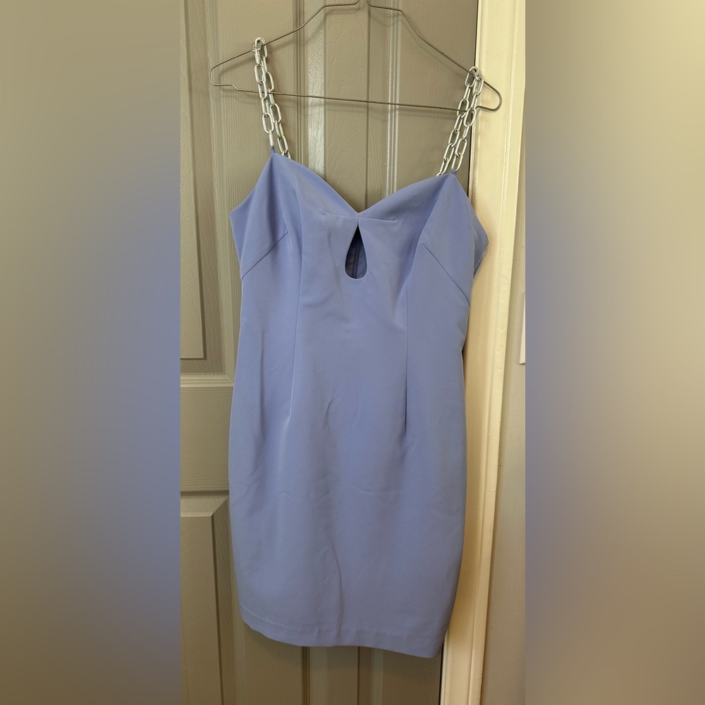Aidan Mattox Blue and Purple Strapless Sweetheart Sheath Dress